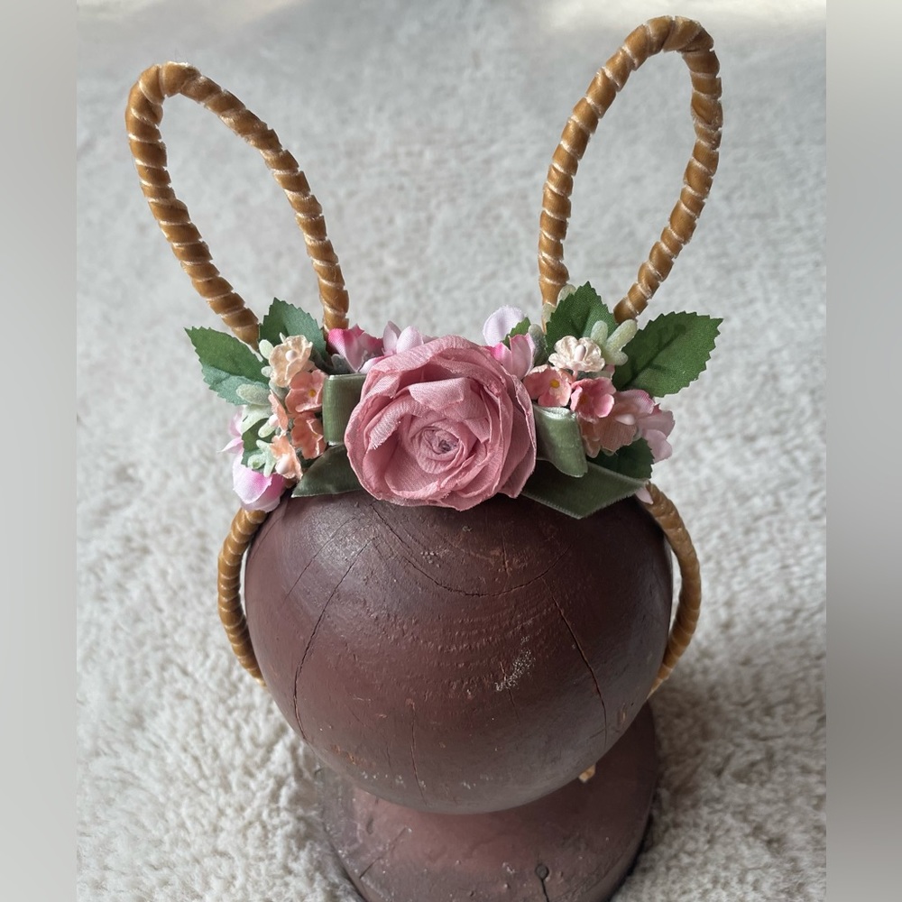 English Rose Garden Velvet Bunny Ear Headband